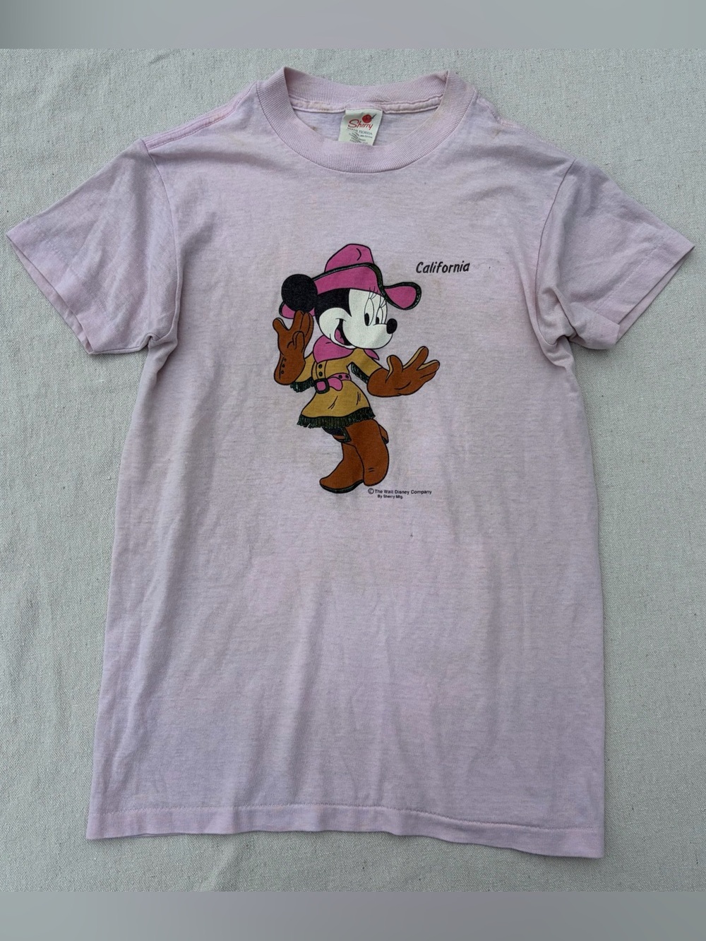 Vintage 80s Sherry California Disney Cowgirl Minnie Single Stitch Baby Tee